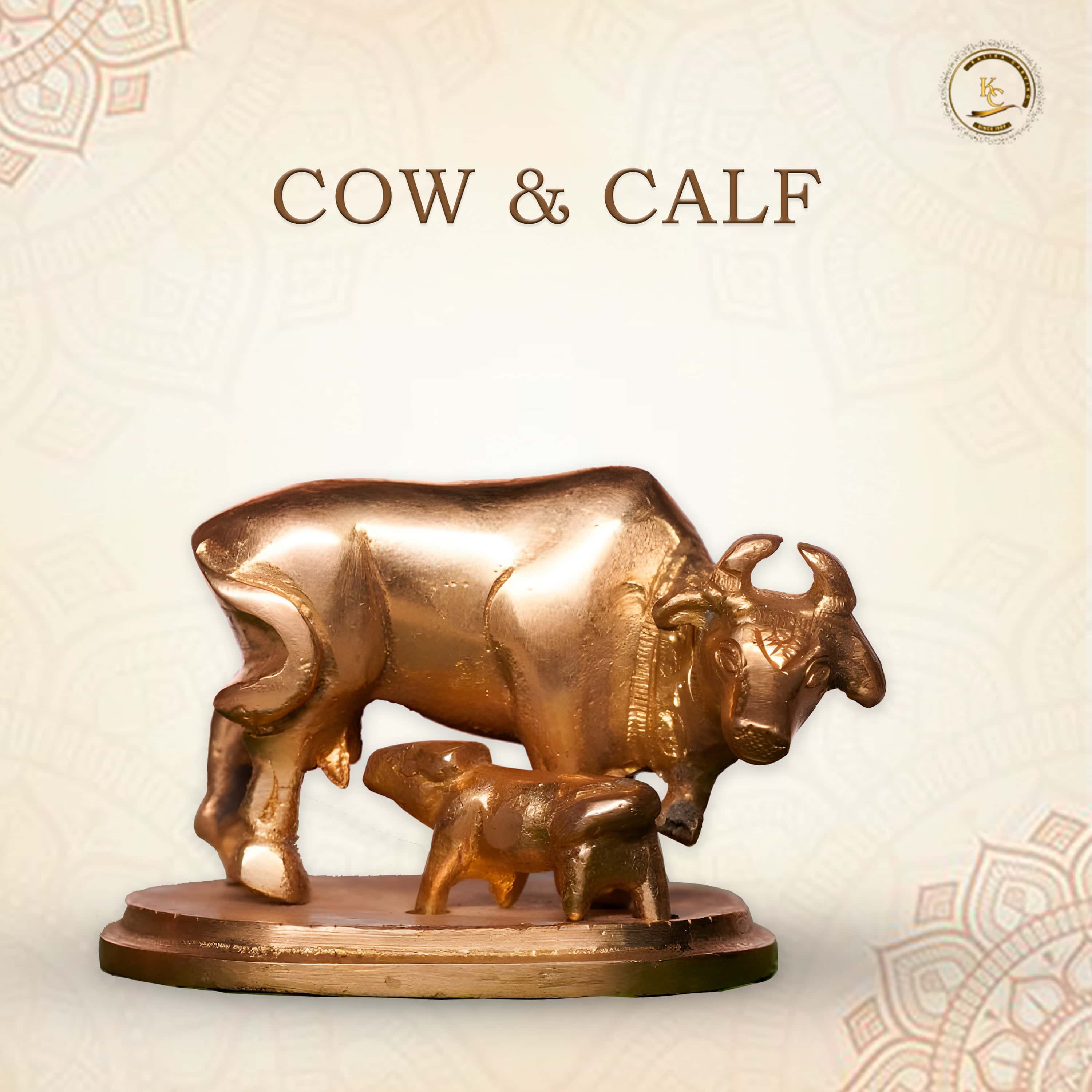 Cow & Calf Brass Idol (Small Size)