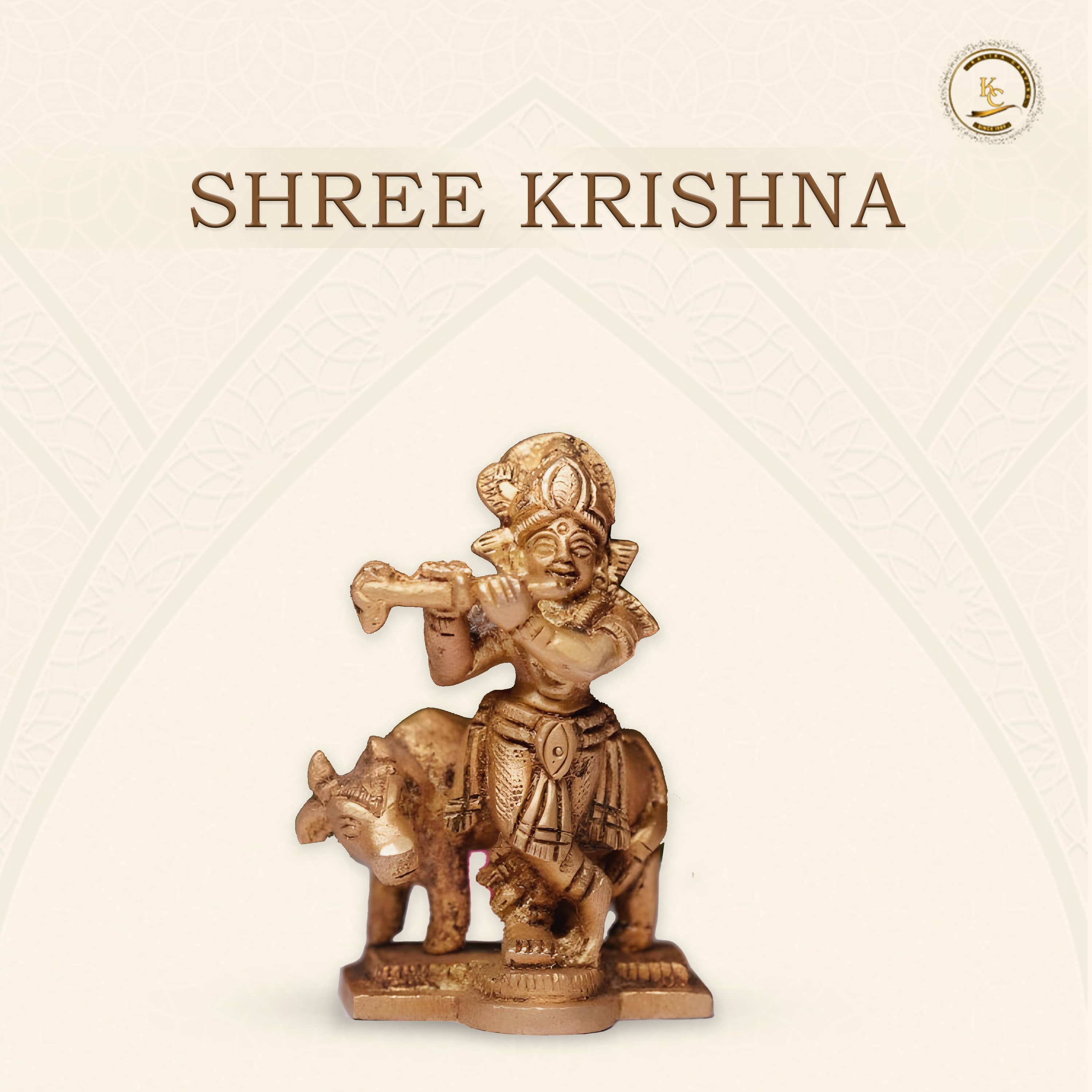 Krishna with Cow Brass Idol